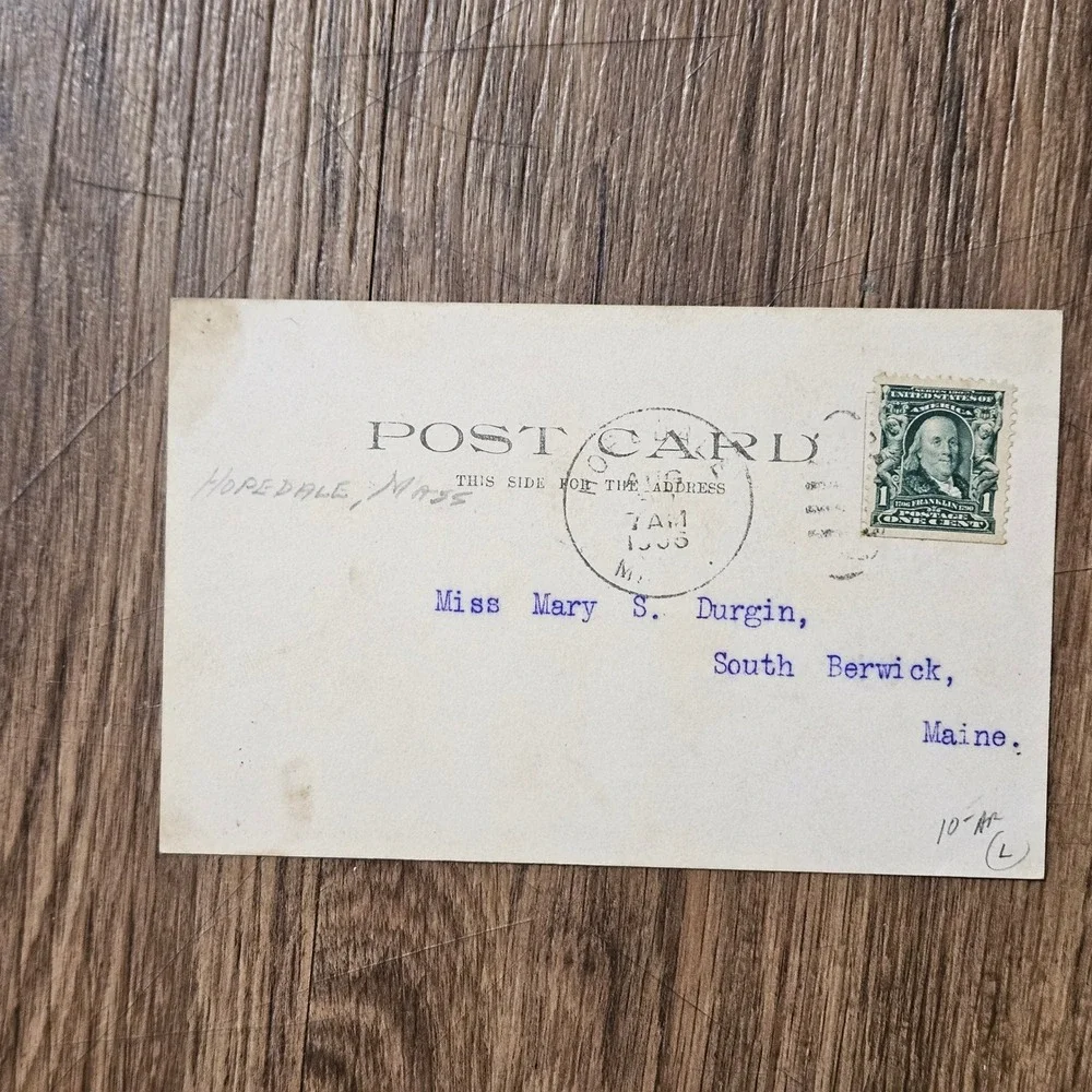 Antique 1905‎ Hopedale Mass Postcard Scenic River & Bridge View Franklin Stamp